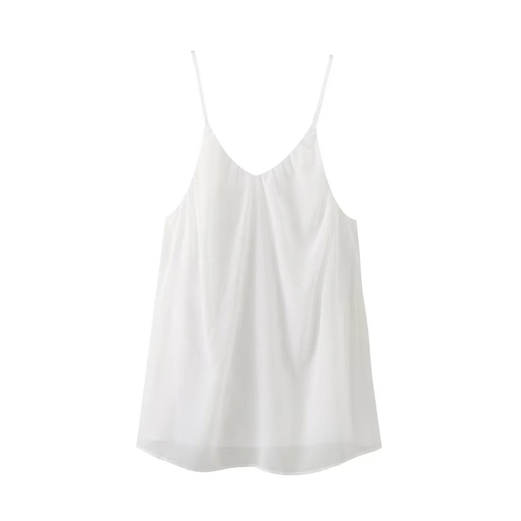 Women's Explosions Shaggy Pleated Hem Sexy Backless V-neck Sleeveless Sling dress