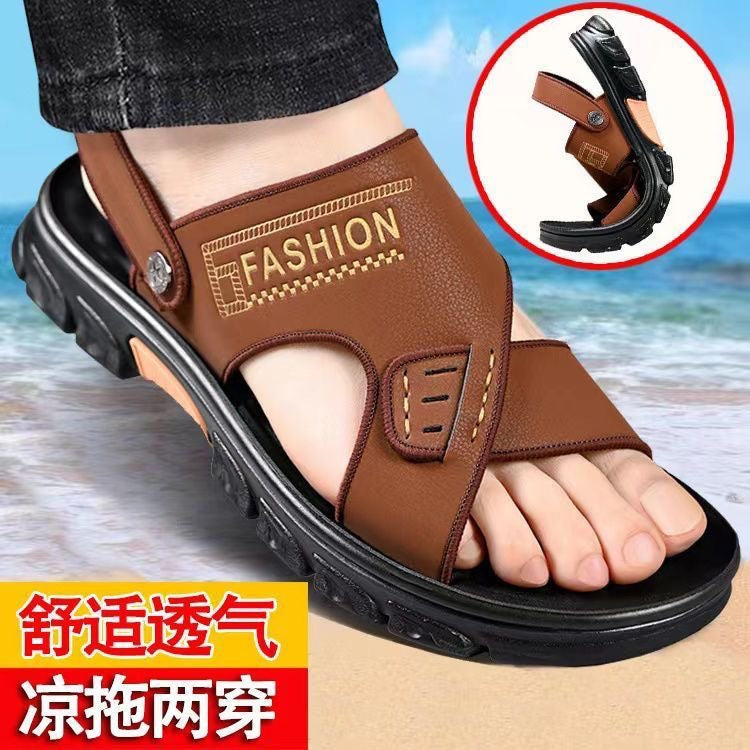 Men's Sandals Summer New Soft Bottom Soft Surface Casual Beach Shoes Outdoor Dual-use Sandals and Slippers Men's All-match Work Shoes
