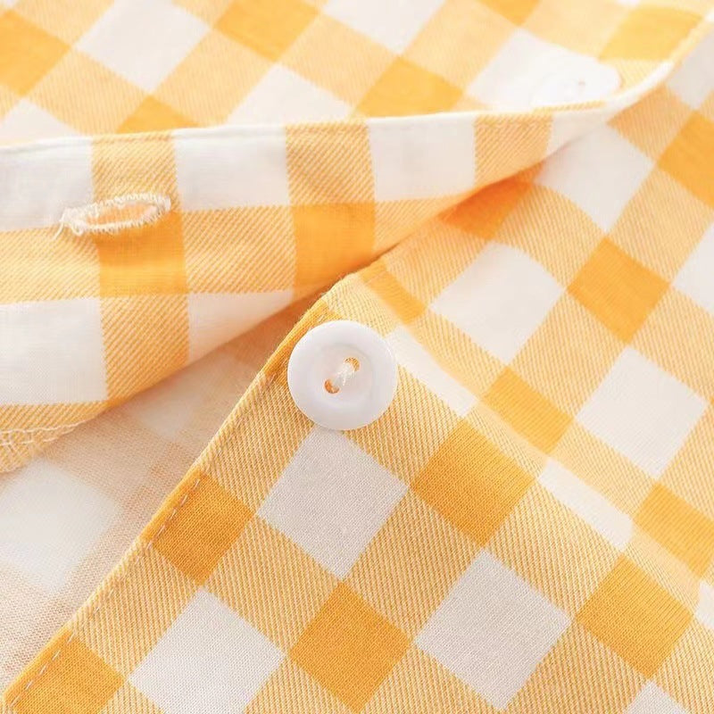 New Pajamas for Women, Long-Sleeved Pants, Unprinted Japanese Style Plaid, Loose, Large Size, Can Be Worn Outside, Pure Cotton Home Clothes Set for Women