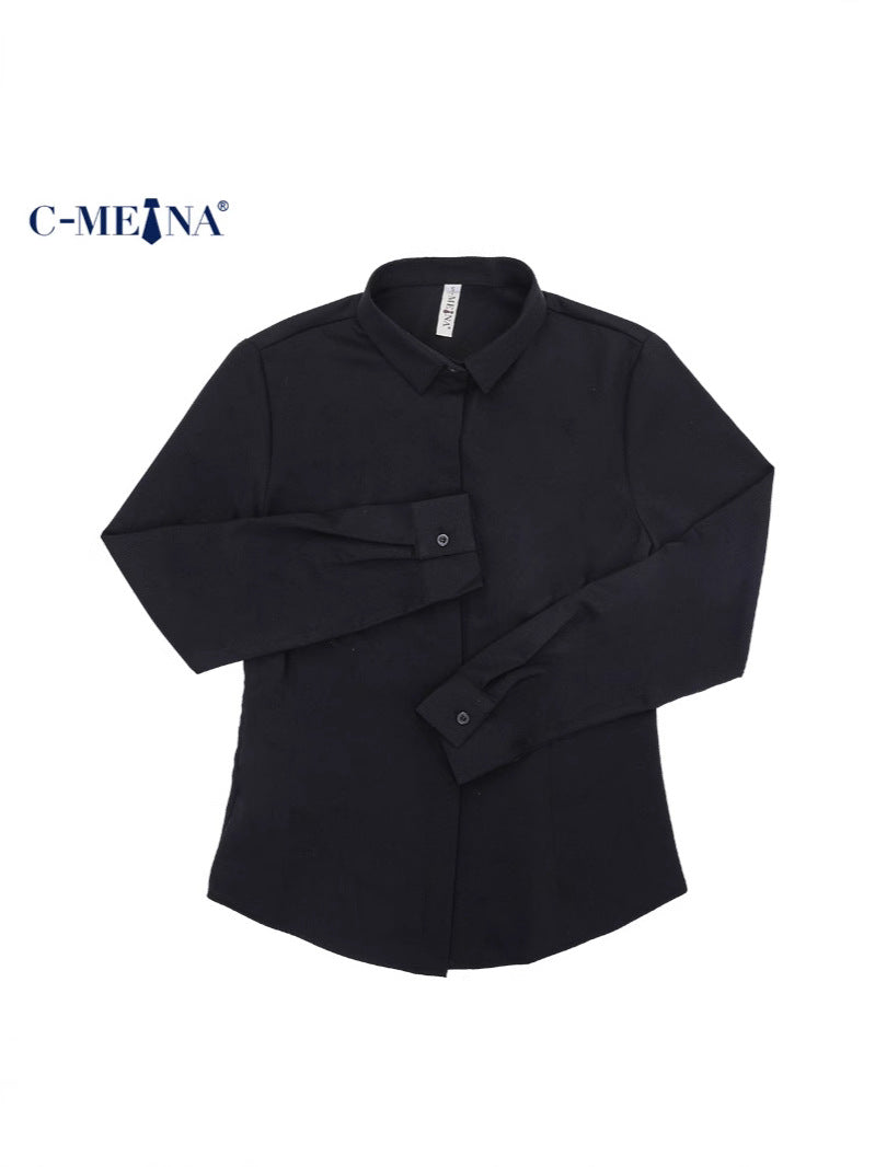 New Women's Clothing Women's Shirts Simple Solid Color Hidden Button Anti-Exposure Niche Style Elegant Commuter Women's Formal Shirts