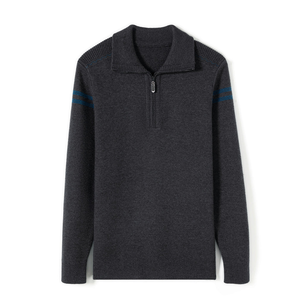Half-Zip Knit Sweater for Men, Autumn and Winter Style, Men's Sweater for Middle-Aged Dads, Long-Sleeve Pullover, Solid Color Base Layer