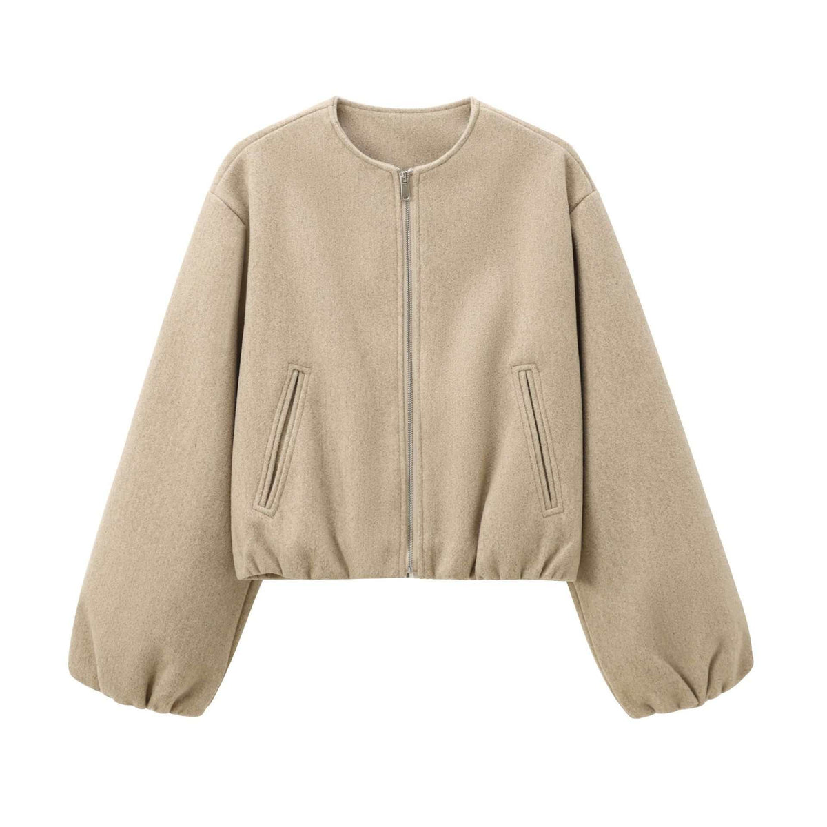Jacket Soft Foreign Trade Spring New Women's European and American Style Short Round Neck Pilot Zipper