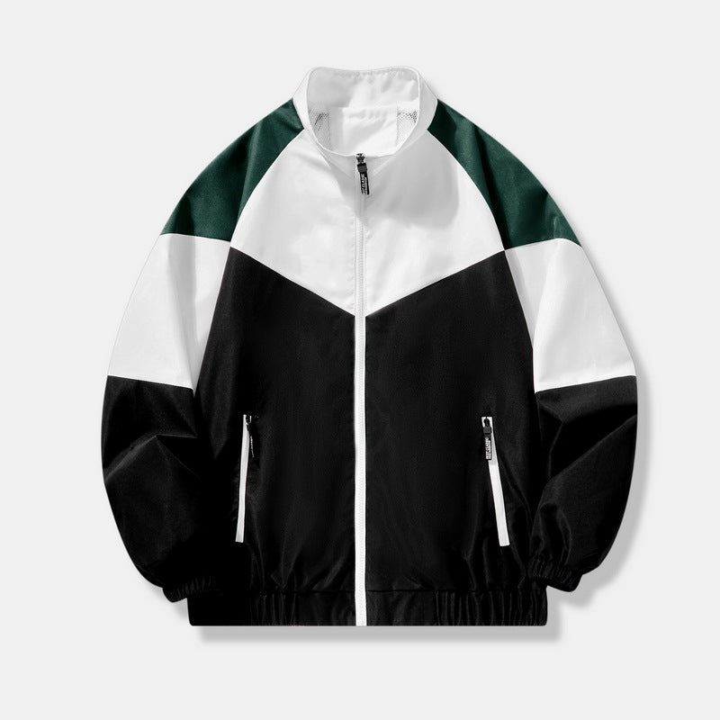 2023 Spring and Autumn Men's / women's Jacket Casual Sports Youth Stand Collar Color Block Fitted Coat Men's Breathable Long Sleeve