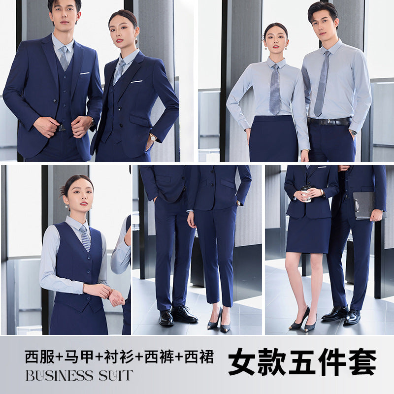 High-End Suit Suits for Men and Women, Professional Formal Wear, 4S Store Real Estate Property Workwear, Blue Suit Suits, Work Clothes