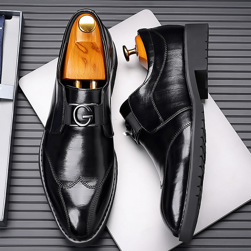 Business Formal Men's Leather Shoes Casual Spring and Autumn Men's Shoes Breathable British Pointed Toe Wedding Shoes