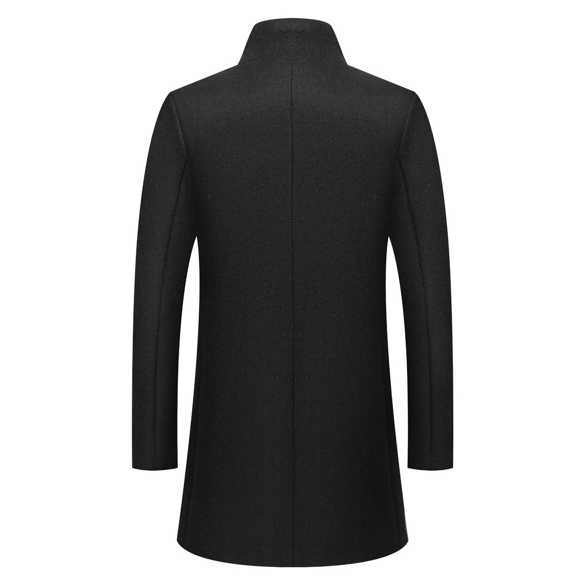 Foreign Trade Autumn and Winter New Men's Clothing Men's Stand Collar Mid-Length Woolen Outwear Pure Color Youth Casual Windbreaker Jacket Trendy