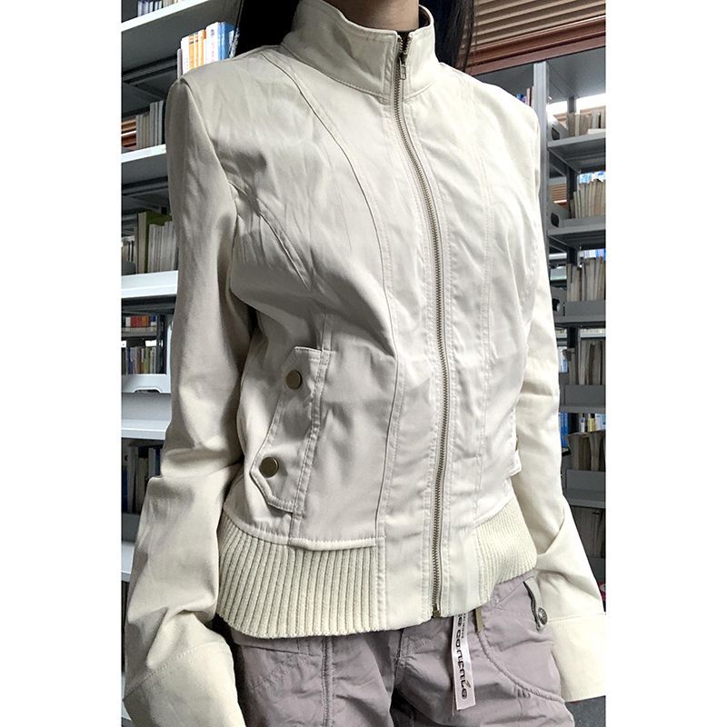 Short Work Jacket Women's Thin Vertical Collar Slim-fit Slimming Spring and Autumn Neutral Jacket Niche Loose Casual Top