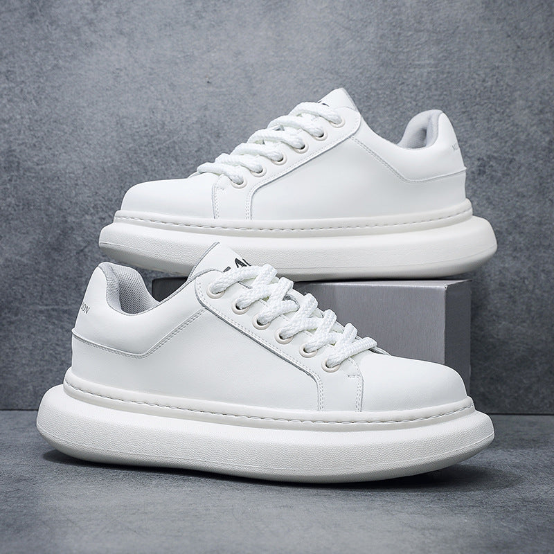 Men's Height-Increasing Casual Shoes Versatile Sports Platform Sneakers Thick-Soled Trendy Men's Shoes Simple White Shoes for Spring and Summer