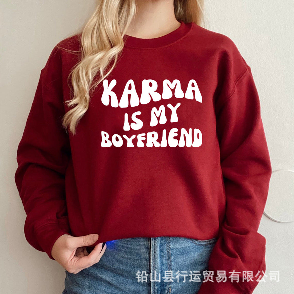 Fashionable Long-Sleeved Sweatshirt for Women 2023 Autumn and Winter New Loose Sweatshirt Letter Printed Round Neck Sweatshirt for Women