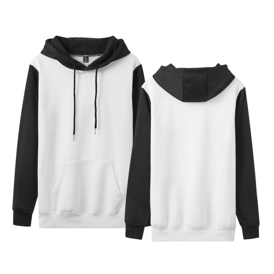 Pure Color white stitching loose casual fashion men and women fleece-lined cross-border hoodie factory direct in stock wholesale