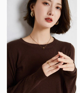 Sweater Women's Autumn and Winter Round Neck Knitted Sweater Women's Thin Long-Sleeved Bottoming Sweater Cross-Border Sweater Women's Non-Wool Knitted Sweater