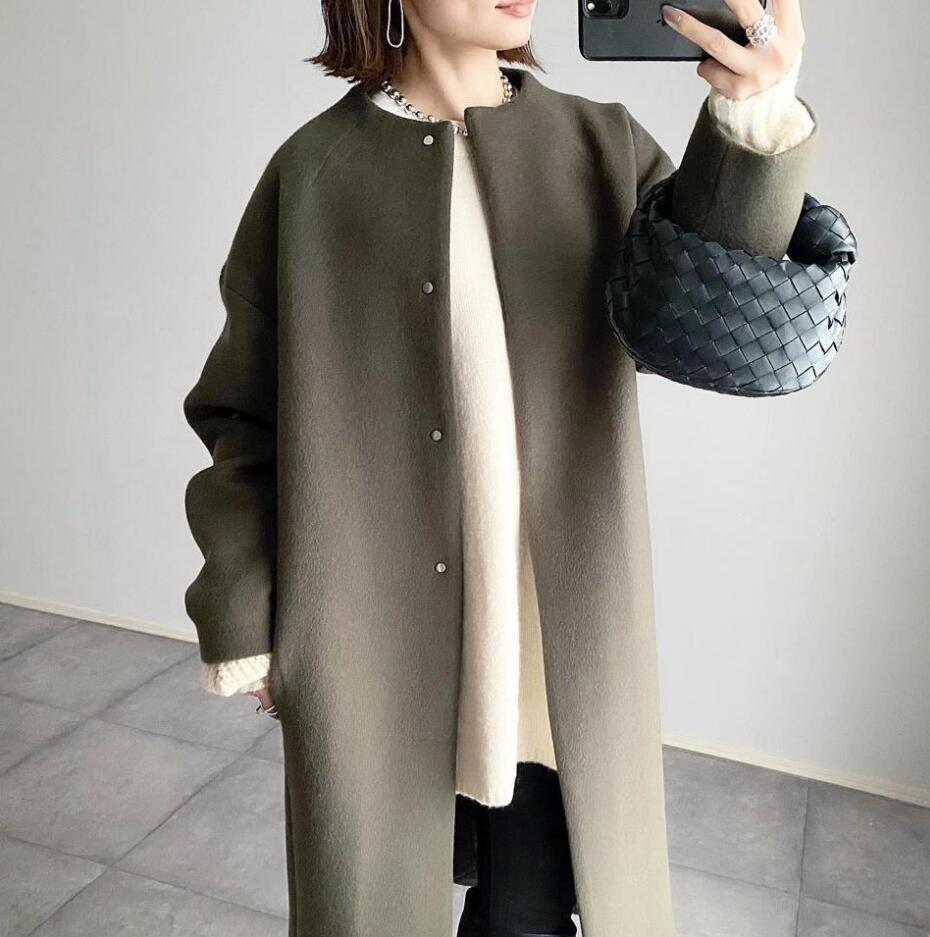 2026 Autumn/Winter New Style Lotte Ins Hot-Selling Loose Slimming Casual Simple Straight-Leg Coat Solid Color Overcoat for Women