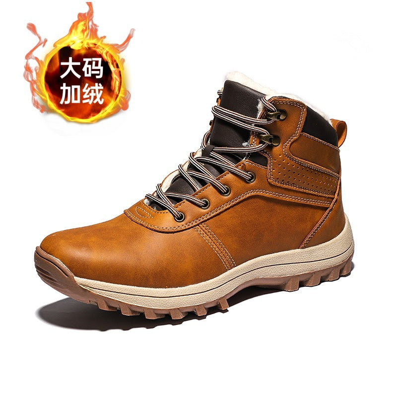 Snow Boots men's 2023 Winter new fleece-lined warm cotton-padded shoes thick-soled men's boots northeast thickened cross-border plus size cotton-padded shoes
