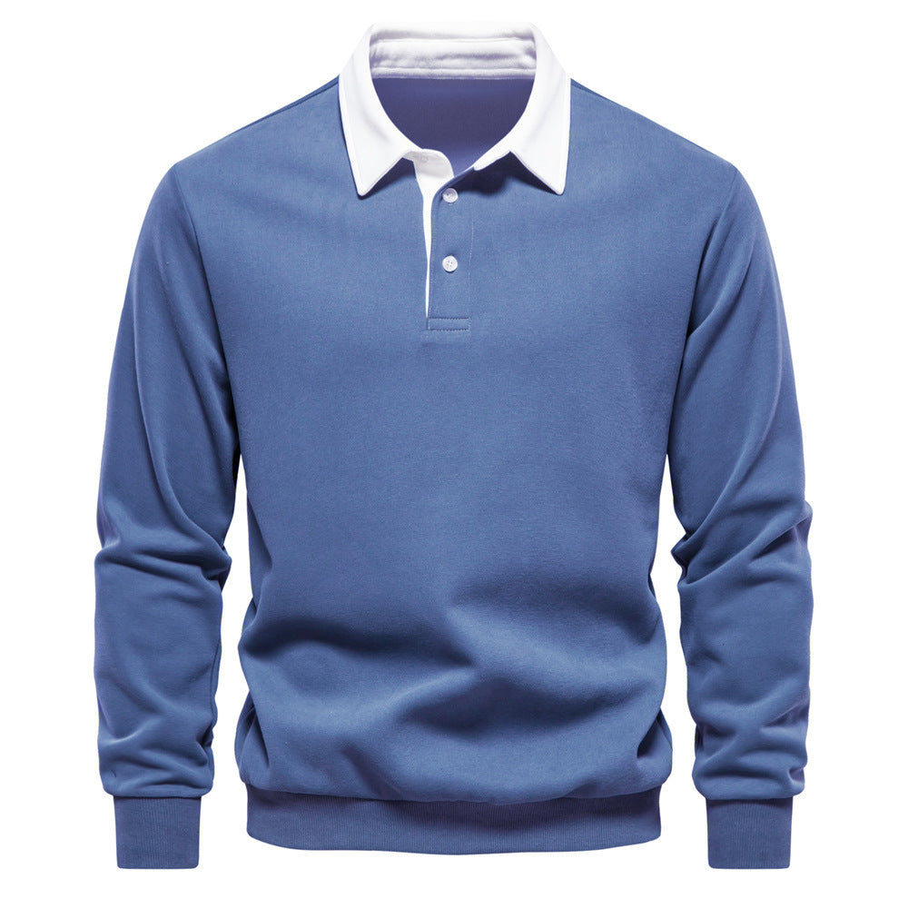 2024 Casual Sweatshirt New Trendy High-Quality Men's Sweatshirt Long-Sleeved Men's European Size Polo Collar Versatile Autum