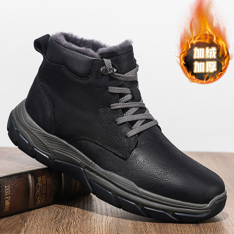 Northeast Snow Boots Outdoor Fashion Leisure Sports Lock Warm Men's Shoes Cushioning Shock Absorbing Wear-resistant Antifreeze Cotton Boots for Men