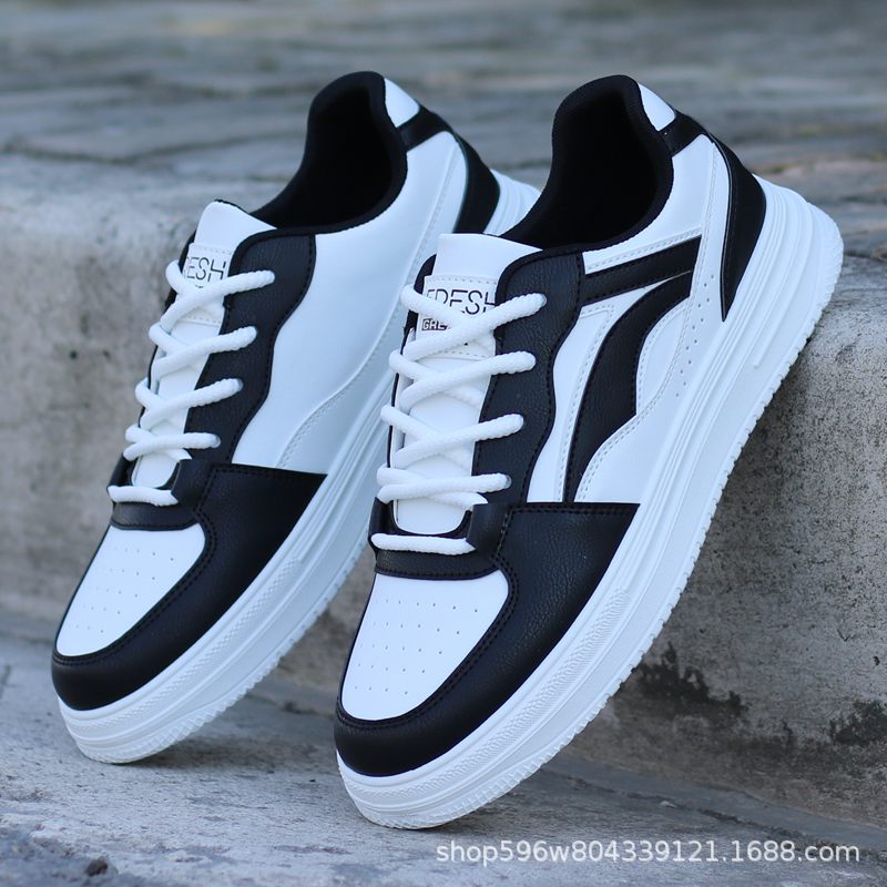 Spring Trendy Brand Men's White Sneakers, Light Luxury Niche Thick-Soled Sports Casual Shoes, Men's Casual Versatile Breathable Sneakers