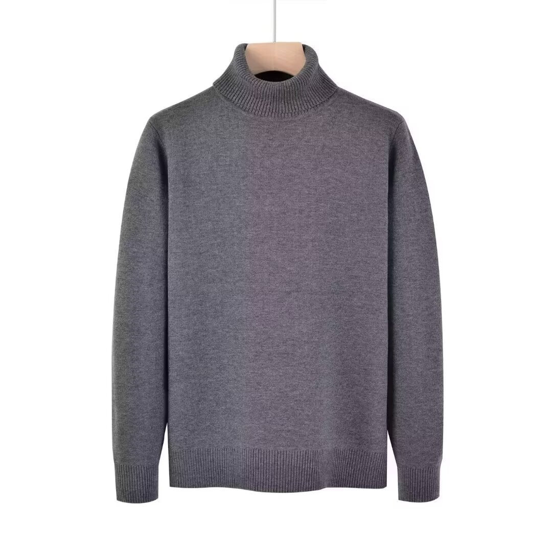 Autumn and Winter Half-neck Sweater Men's Loose All-match Thickened Sweater Men's White Base Mid-neck Slim-fit Sweater