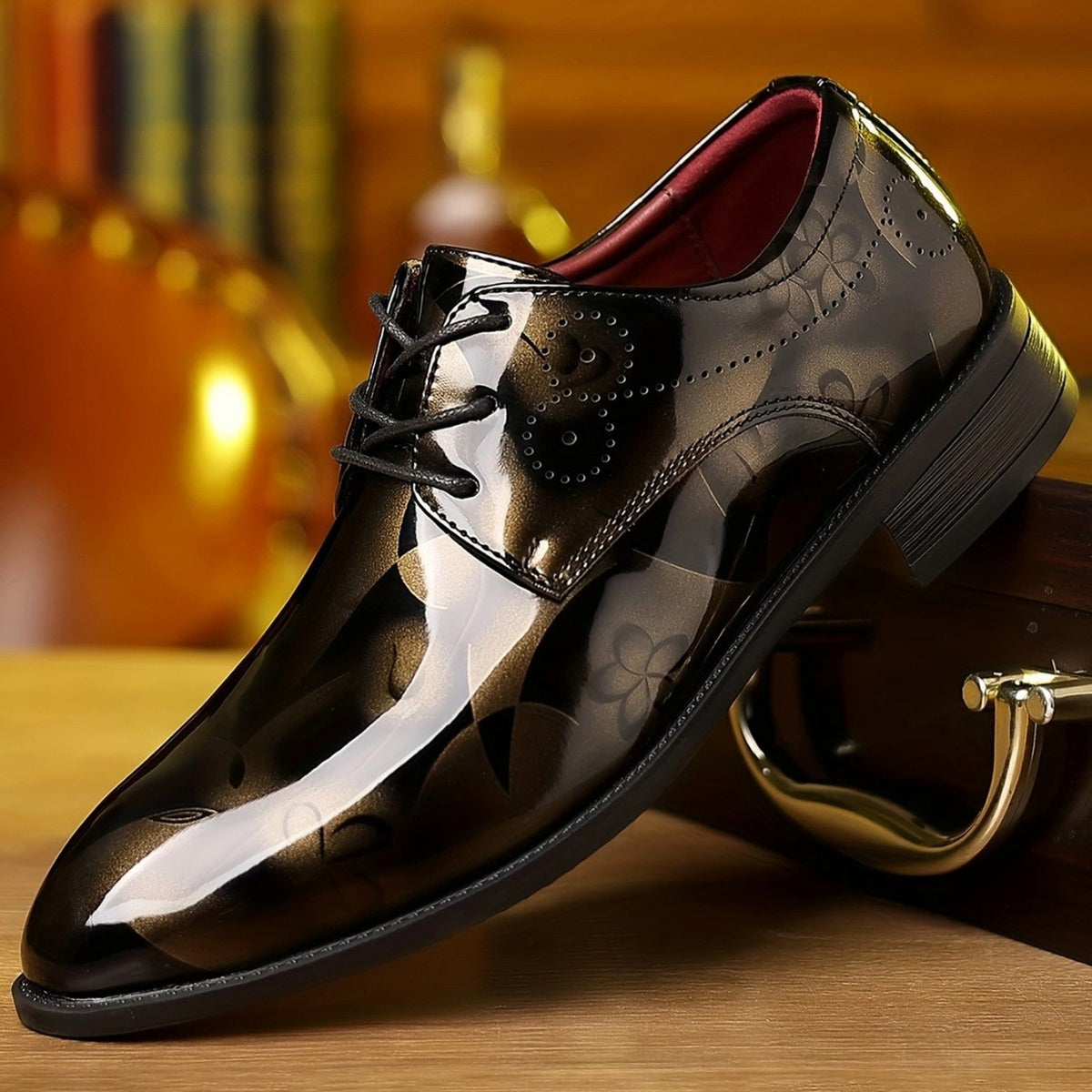 Business Men's Shoes British Style Fashion Leather Shoes New Trendy Casual Leather Shoes All-match Gright Gold Dress Leather Shoes
