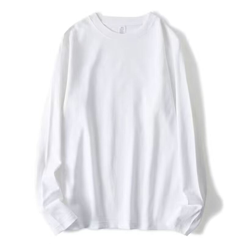 Cotton Heavyweight Long-Sleeved T-Shirt Pure Color Men and Women Same Style Spring & Fall Inner Wear Couple Style Bottoming Shirt
