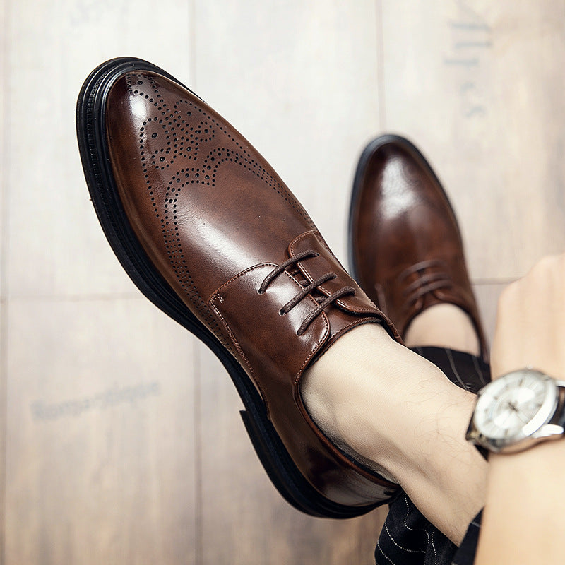Brock Black Men's Shoes Soft Sole Soft Leather British Men's Formal Business Casual Small Leather Shoes Groom and Best Man Leather Shoes