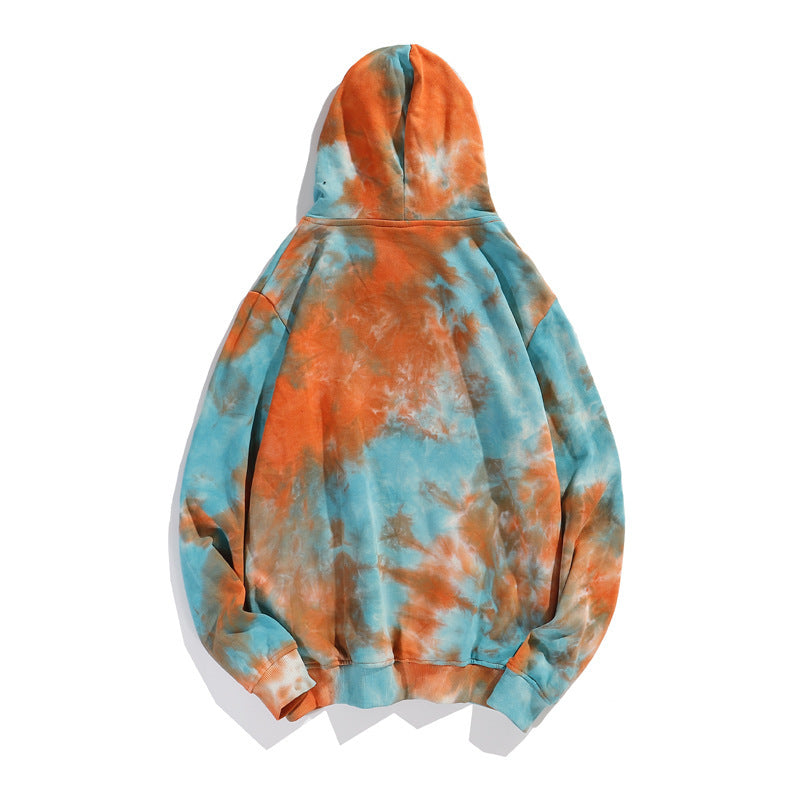 European and American Street Fashion Brand Couple's Loose-Fitting Hooded Sweatshirt, Unisex Long-Sleeve Tie-Dye Hoodie, Ins-Style Hip-Hop Jacket for Couples