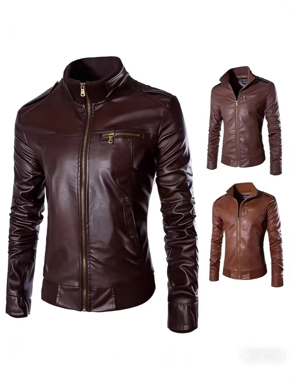 Wholesale Men's Motorcycle Leather Jackets for Foreign Trade, 2023 Spring, Autumn, and Winter New Leather Coats, Korean Style Slim-Fit Men's Leather Jackets