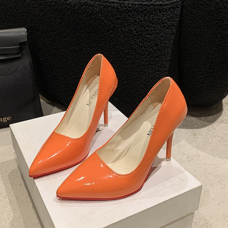 Candy Color High Heels for Women 2025 New European and American Style Pointed Toe Stiletto Heels Fashion Women's Shoes Flats Large Size 35-4