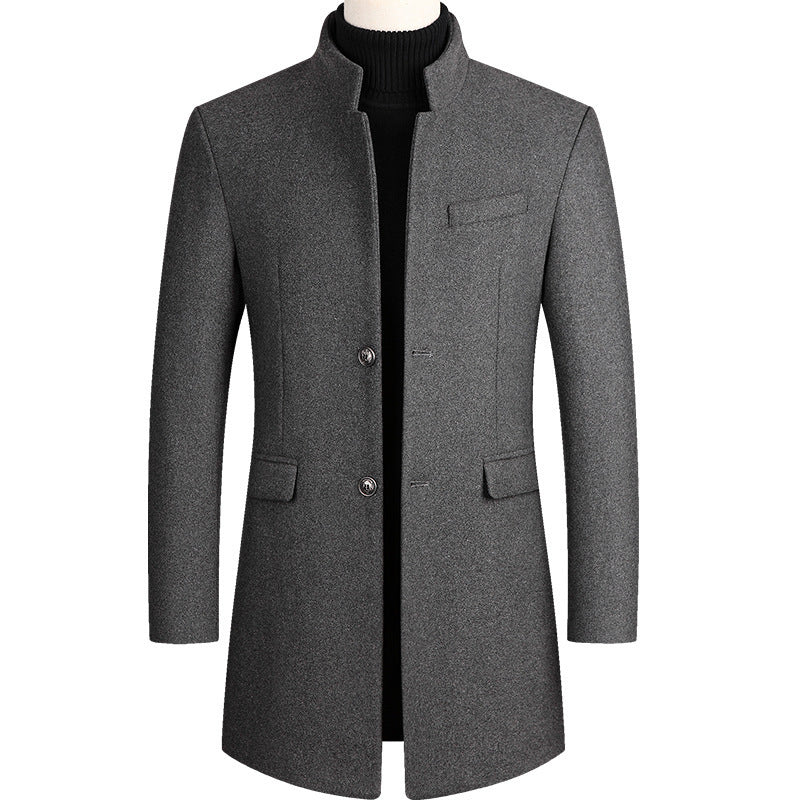 2024 Autumn and Winter Men's Woolen Coat Long Windbreaker cotton and thickening Men's Coat Dragon and Phoenix Men's Jacket