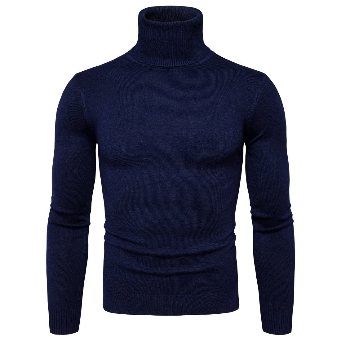 Amazon foreign trade autumn and winter new men's solid color slim turtleneck sweater sweater plus size men's pullover base shirt