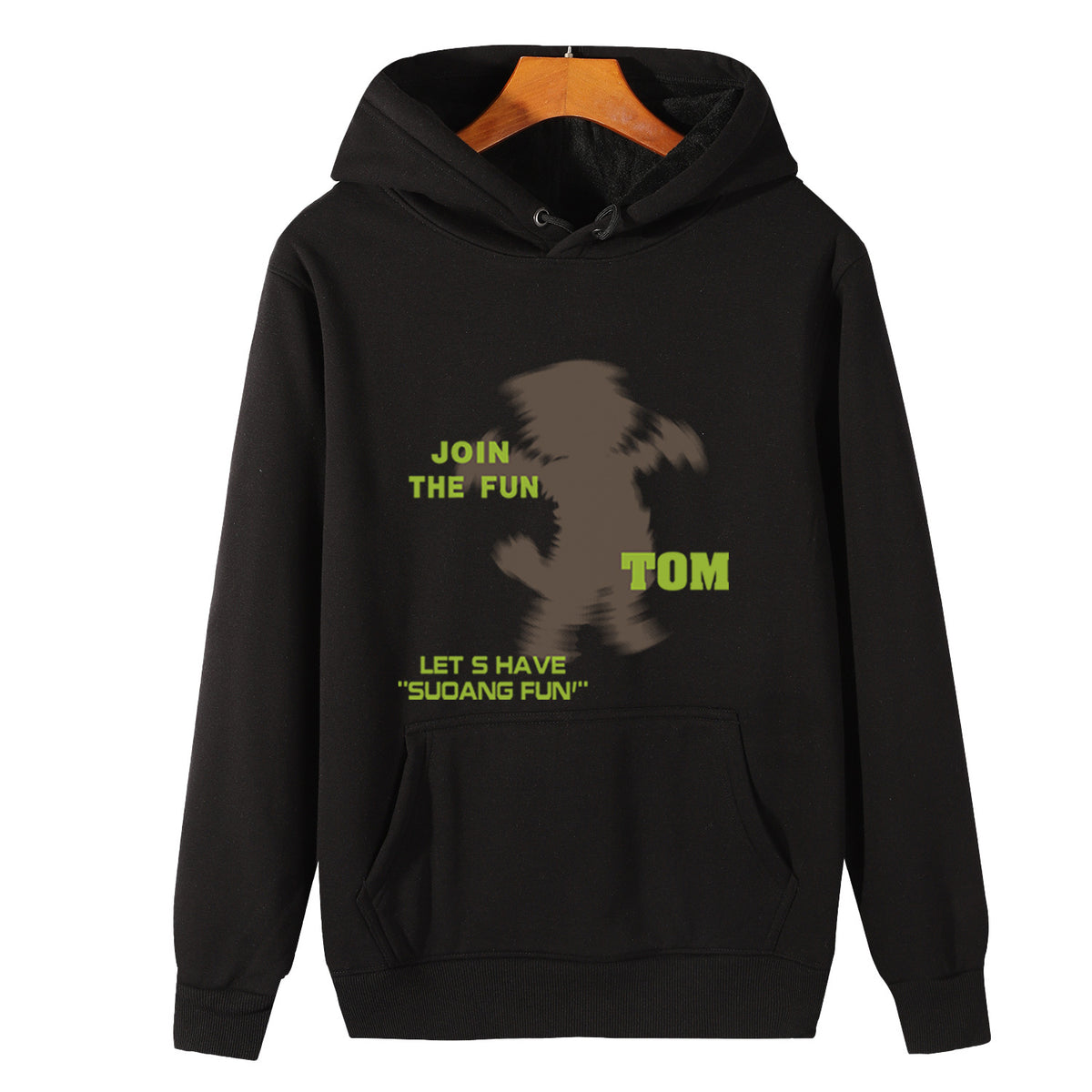 American Style Retro Trendy Fun Printed Hooded Sweat Autumn and Winter fleece-lined Loose Casual Hooded Top