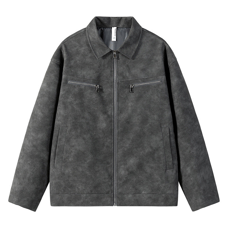 Fast 2024 Autumn New Jacket Loose Overalls Leather Jacket Men's Bike Clothing Leather Jacket Coat Fashionable Leather