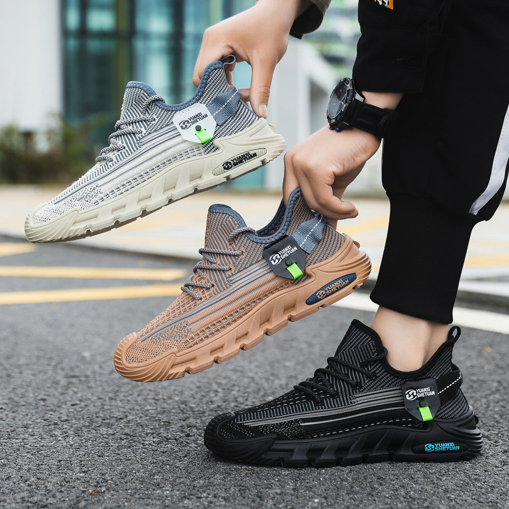 Men's Trendy Summer Fly-Knit Sneakers, Breathable Mesh Soft-Soled Casual Sports Shoes, Men's Trendy Shoes, Versatile Casual Shoes