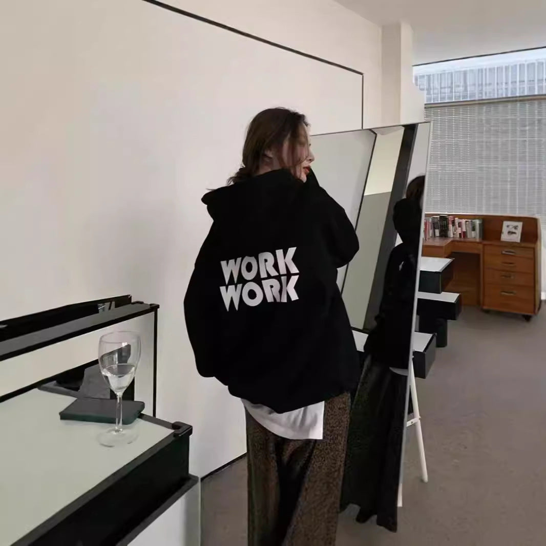 Hd3315 # 250g Korean Style Ins Velvet Letter Hoodie Loose Hooded Sweatshirt Long-Sleeved Pullover Top