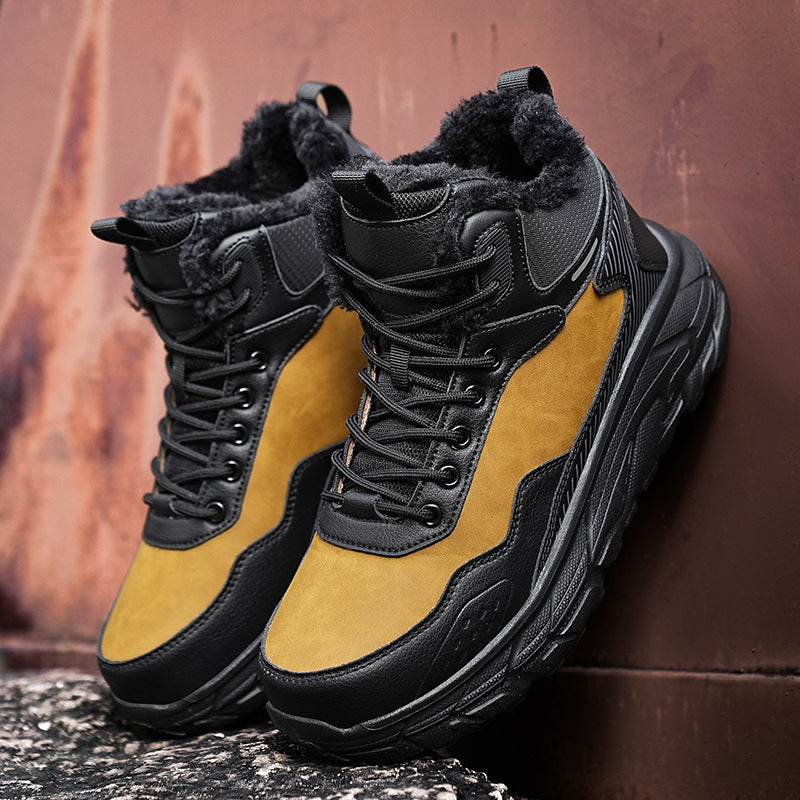 2024 autumn and winter cotton shoes men's waterproof snow boots men's shoes winter fleece-lined sneaker northeast cold warm boots