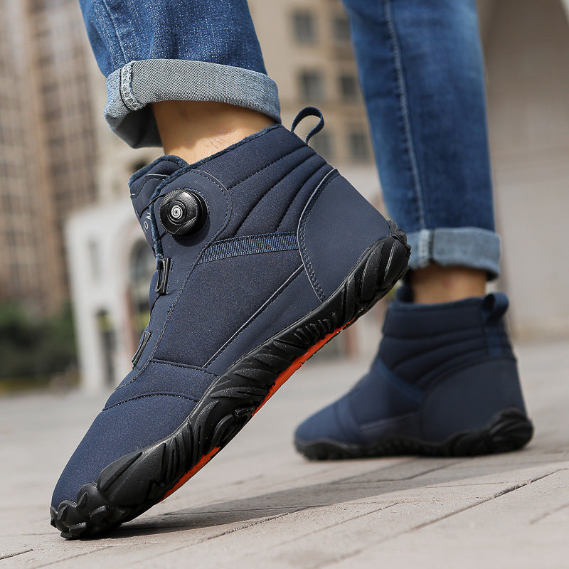 Outdoor Winter Men's and Women's fleece-lined Five-Finger High-Top Cotton Shoes Warm Boots Casual Wear-Resistant Snow Boots Thickened Couple's Shoes