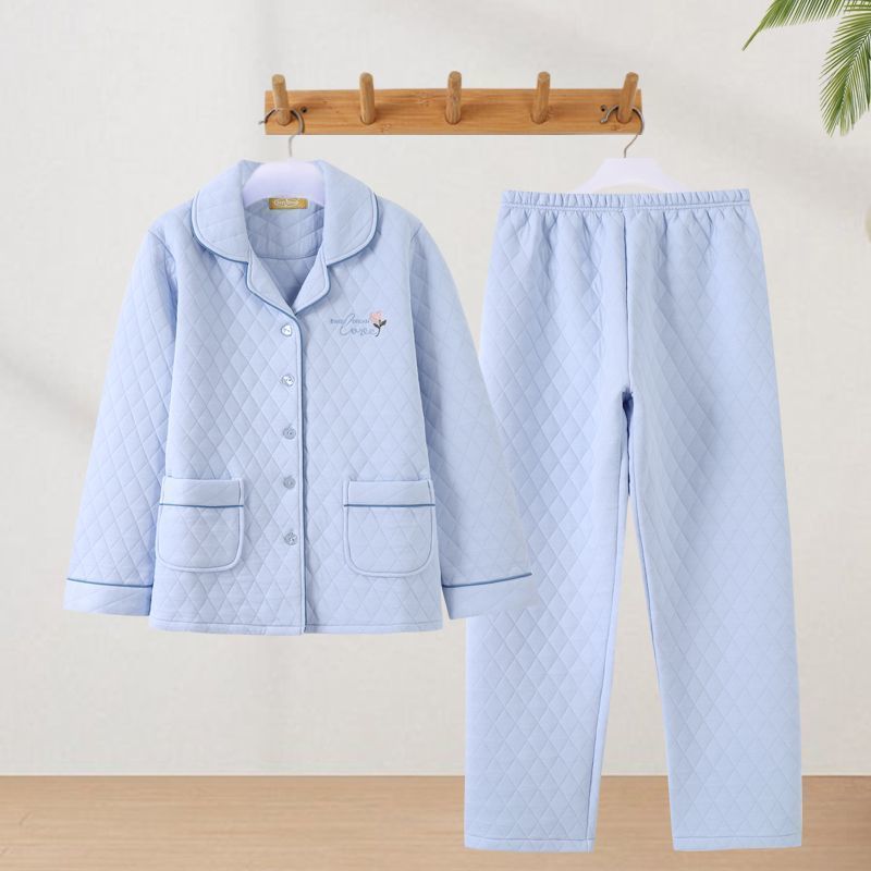 Winter Air cotton 100% cotton pajamas women's thick spring, autumn and winter home wear plus size outer wear interlayer