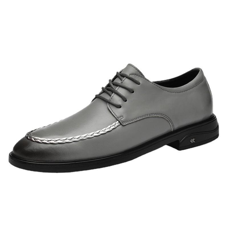 New men's formal leather shoes breathable non-slip round toe business casual shoes fashion retro brushed business leather shoes men