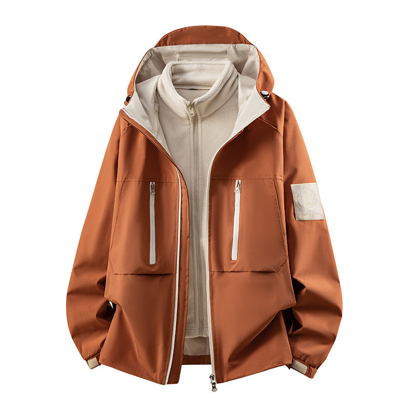 Outdoor Jackets for Men and Women, Three-In-One Jackets, Autumn and Winter Windproof and Waterproof Couple Jackets, Velvet Thickeneded Jackets, Two-Piece Set