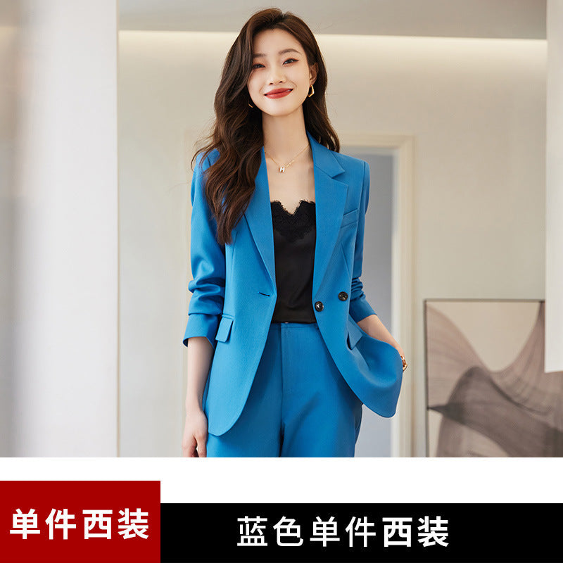 Blue small suit jacket for women Spring and Autumn new design temperament casual business wear suit suit formal wear