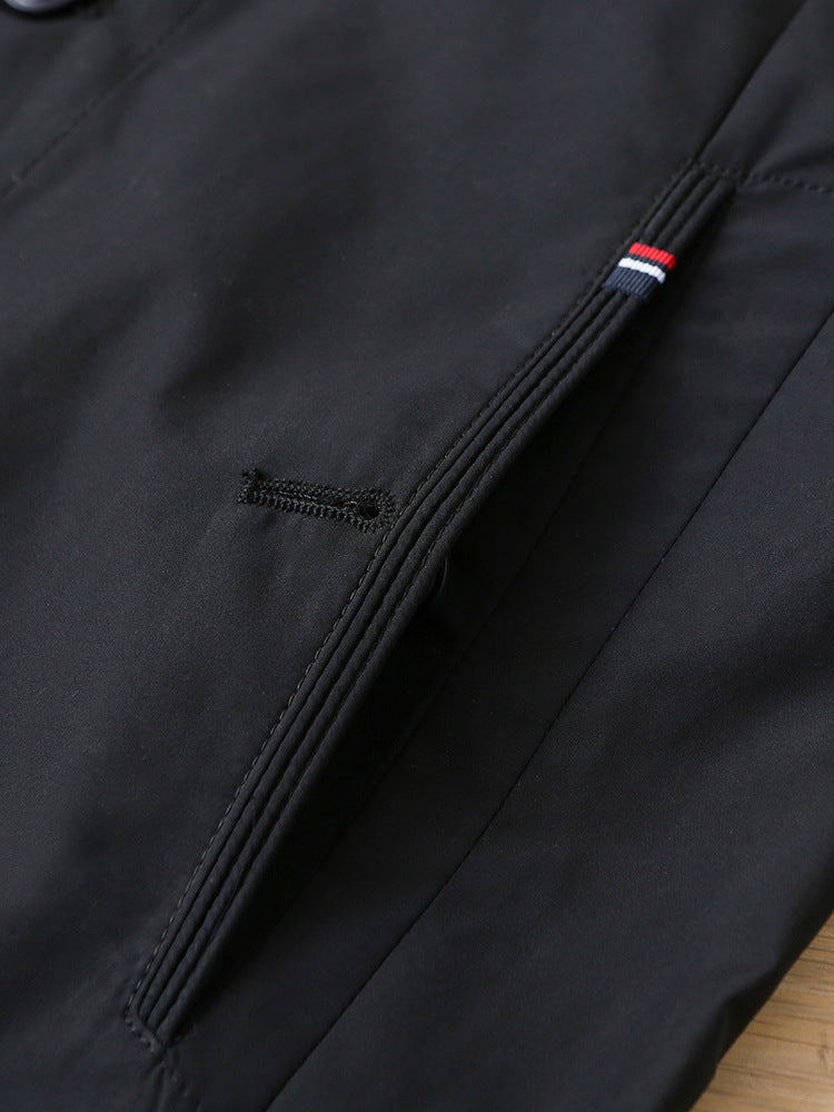 Middle-aged men's windbreaker spring and autumn thin stand collar single-breasted mid-length casual jacket coat men's F1808
