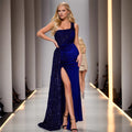 European and American Foreign Trade Women's Light Luxury High-end Fishtail High-end Banquet Elegant Host Single Shoulder dress Evening Dress Women