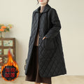 Real shot rhombic over-the-knee cotton-padded jacket women's mid-length loose cotton-padded jacket ins winter clothes slimming all-match cotton-padded jacket