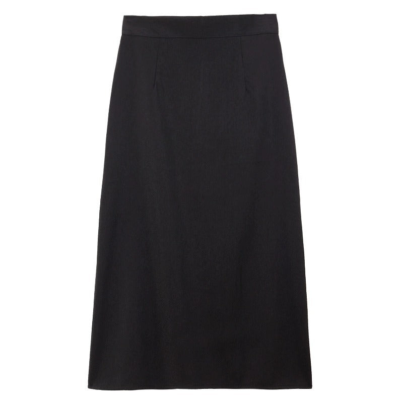 Design New Women's Autumn Skirts for Small People Niche 2024 Chic Black Skirt High Waist Long Skirt a Line
