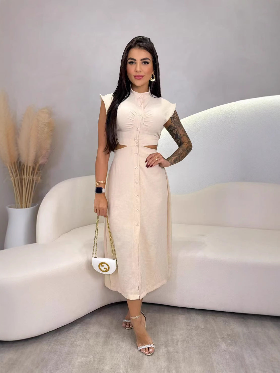 Spring Lolita Sweet Women's Polyester Stand Collar Oversized Skirt Dress Early Autumn Dress Set