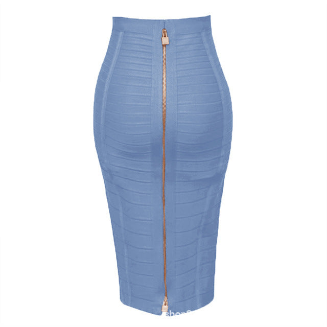 Bandage Skirt Stripesd Zipper Double-Open Sexy High-Waist Hip Skirt Skirt