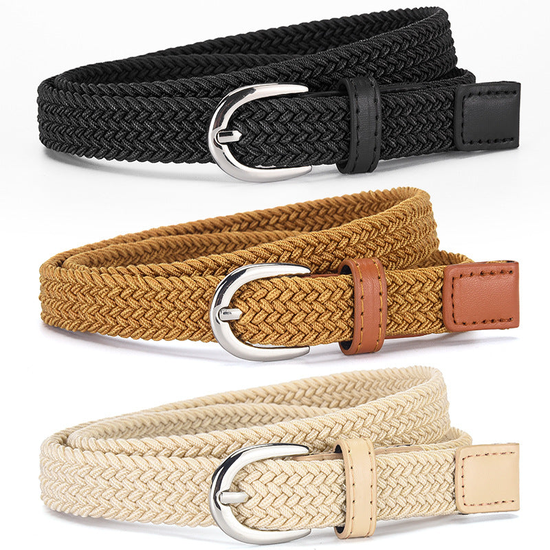 Children's Canvas Belt Unisex Military Training Pants Belt Women's Fashion Elastic Elastic Woven Lazy Belt