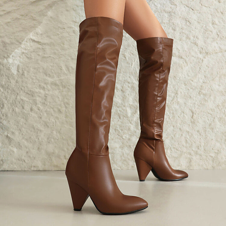 Women's long boots 2023 Autumn New Western Denim boots thick heel high heel long Knight Boots knee pointed women's boots