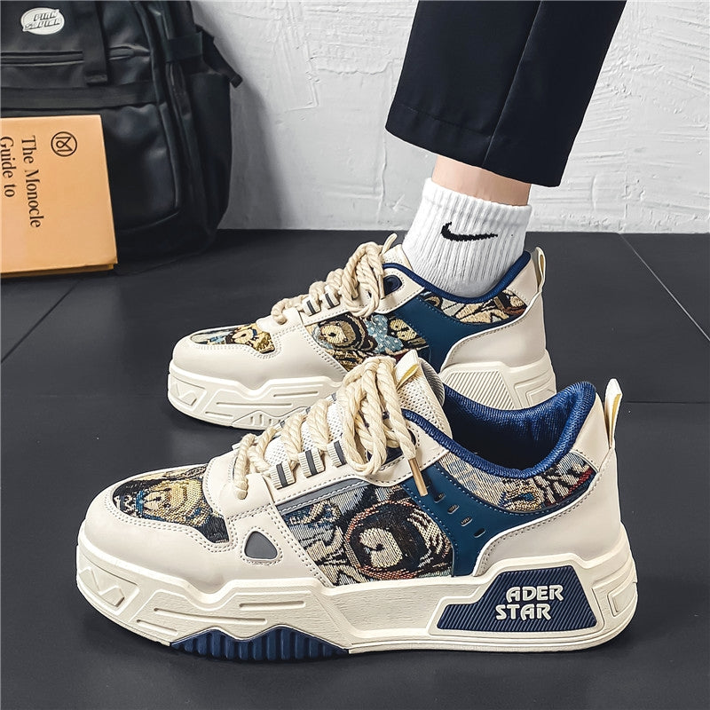 Men's Shoes Autumn Casual Design Niche Sneakers Youth Sports Thick-Soled Heightening Canvas Trendy Shoes