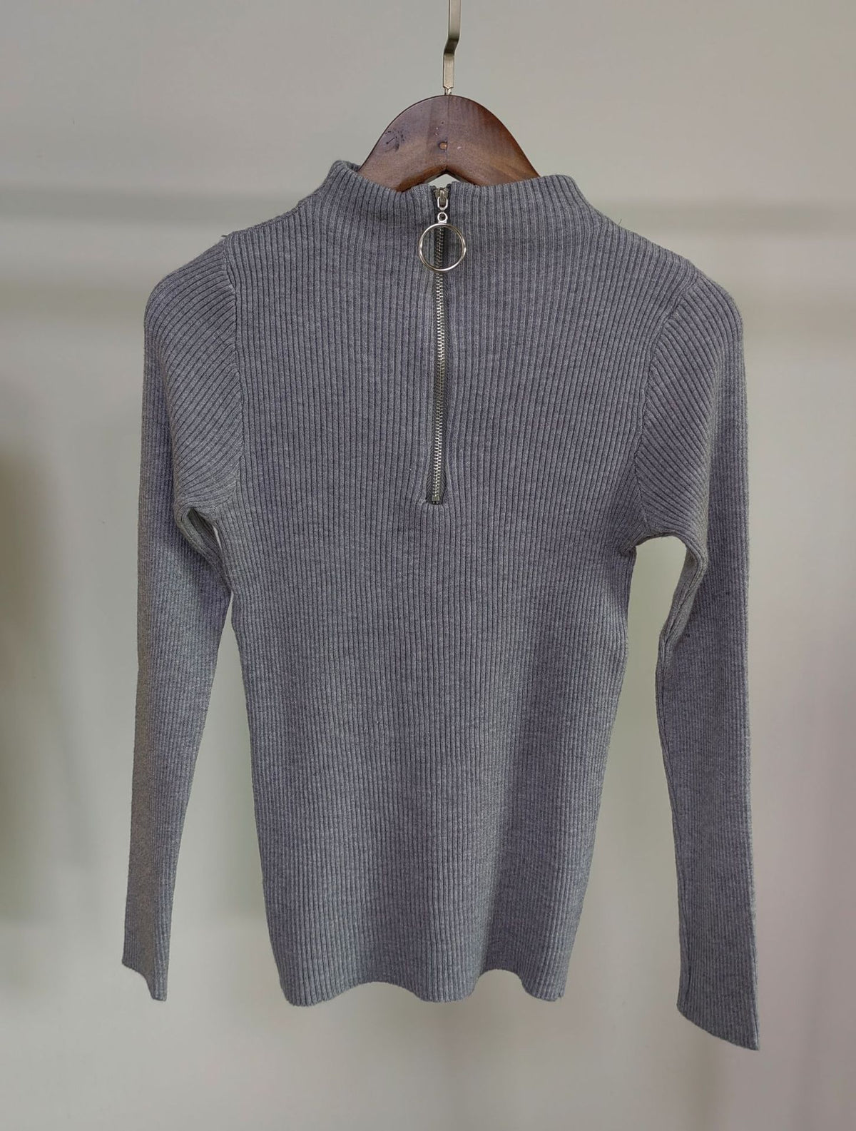 Spring sweater women's semi-high collar ring zipper slim outer wear long sleeve middle collar base sweater sweater top wholesale