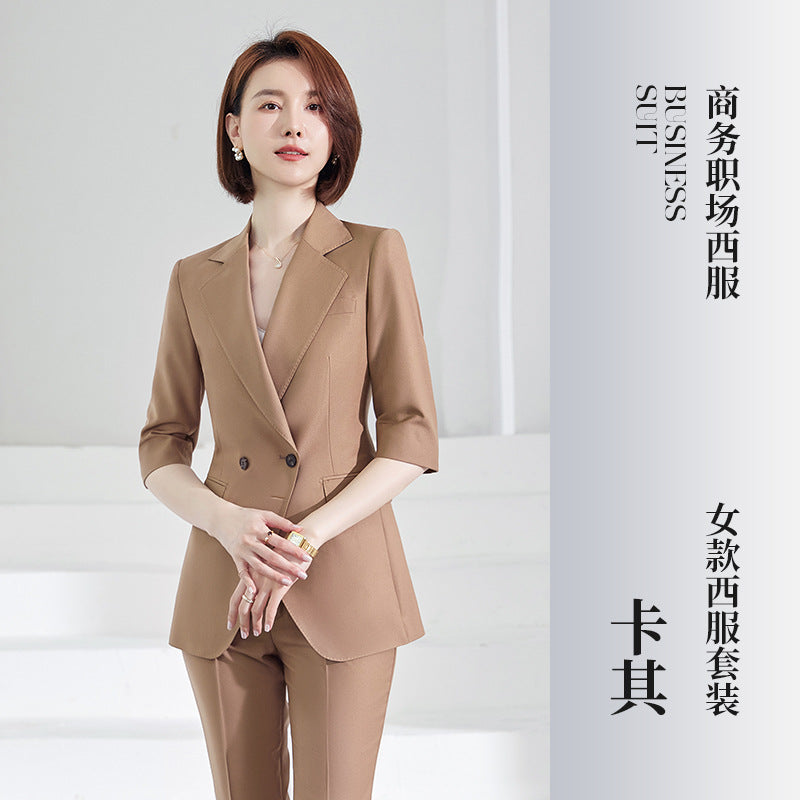 Women's Mid-sleeve suit Korean-style slim-fit professional formal wear business workwear uniform property administrative work clothes